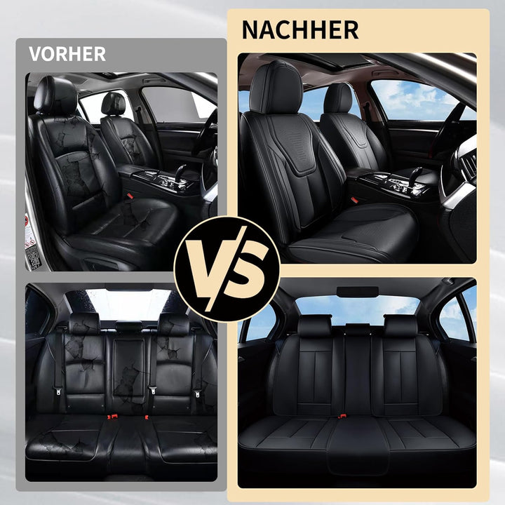 FLORICH Autositzbezüge Kunstleder, Vorder- und Rücksitzbezüge, 5 Stück, komplettes Set, universell p