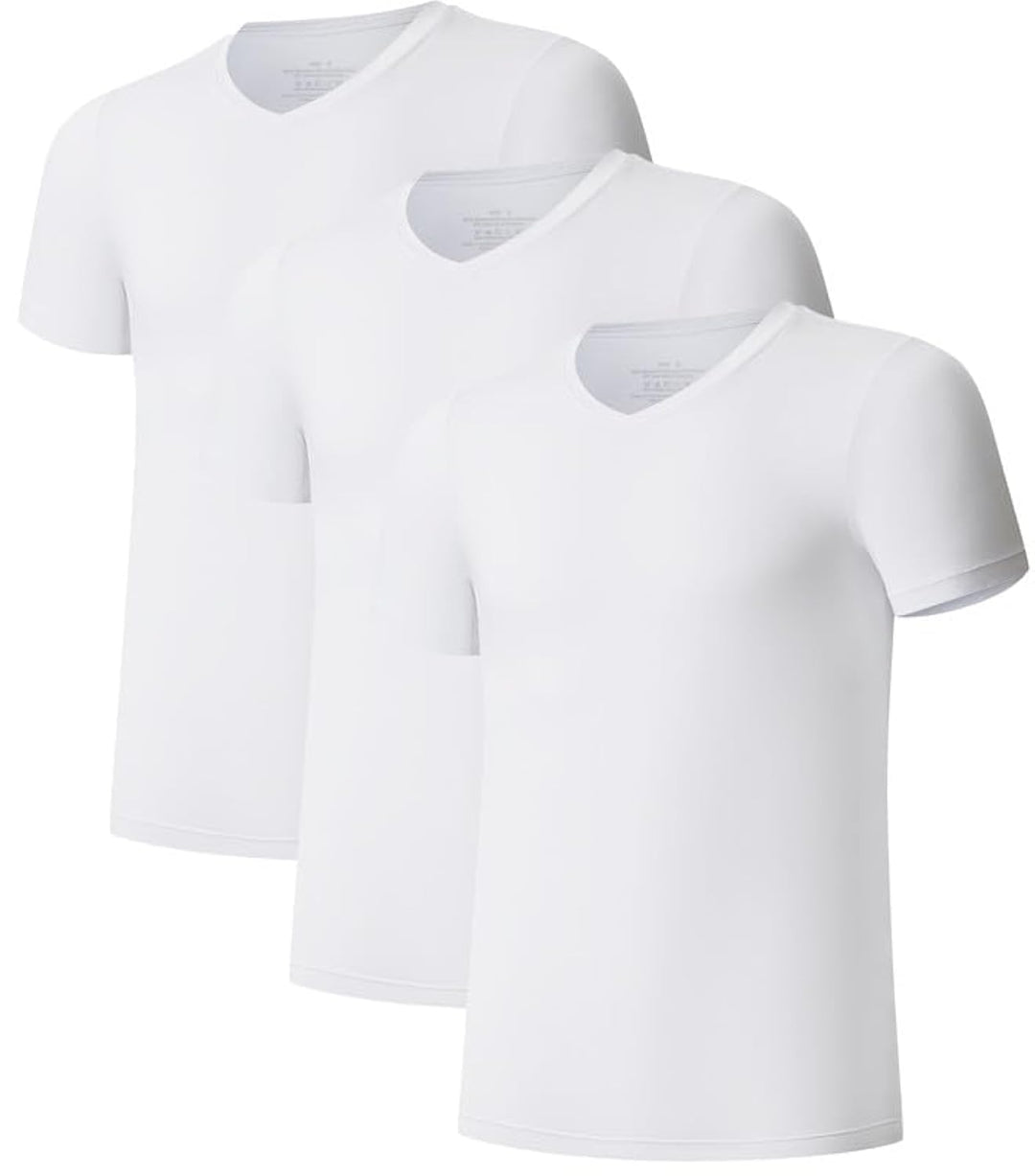 COLORFULLEAF Herren Bambus Unterhemden 3er Pack Rundhals Unterhemd Weich Angenehm Kurzarm Shirt Männ