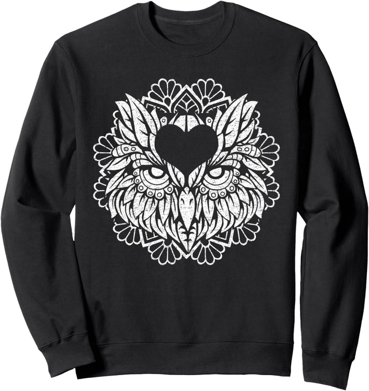 Nachteule Design | Weisse Eule | Rote Eule | Eule mit Herz Sweatshirt