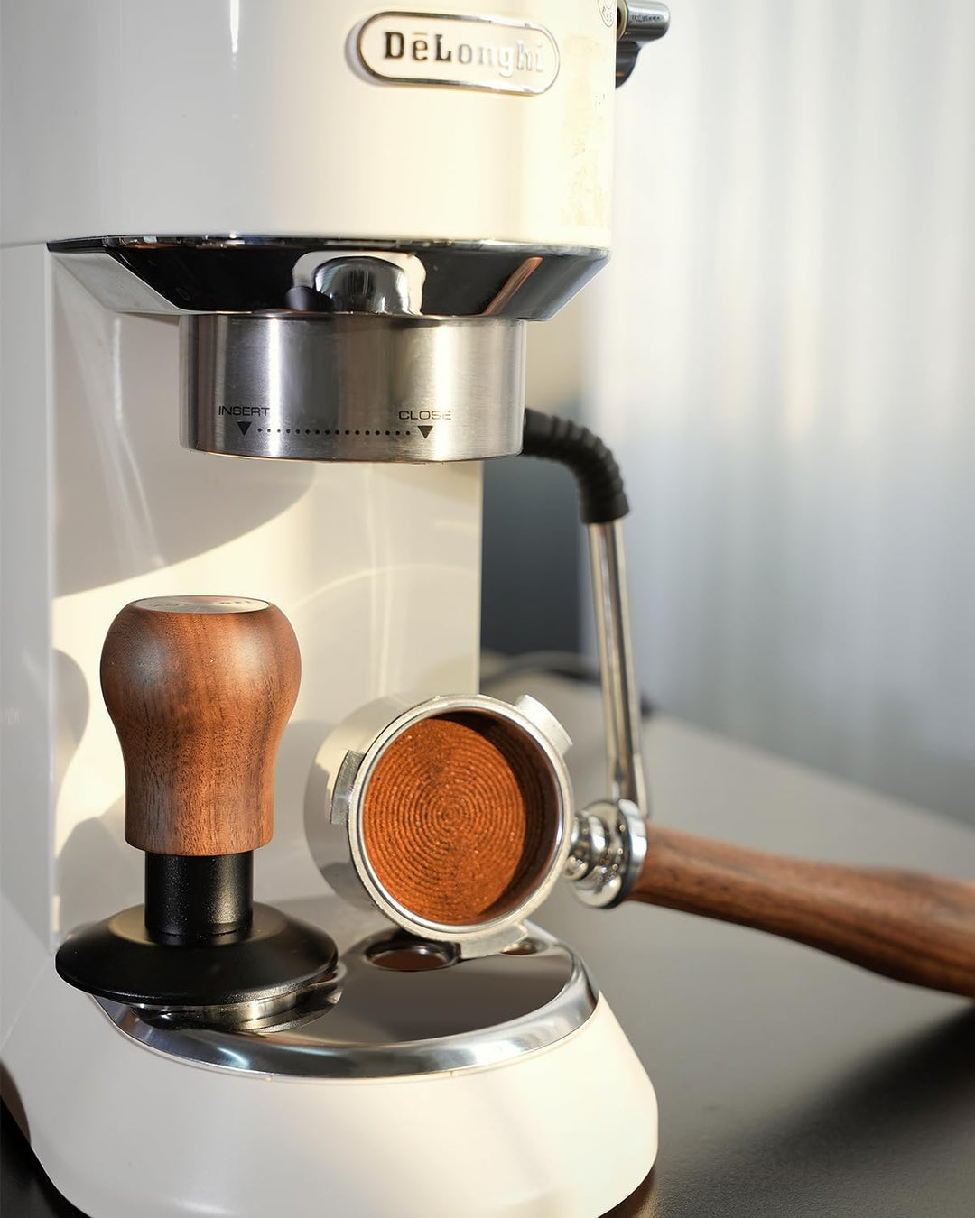 KOFIKOFI 53.3mm Kaffee Tamper mit Base Ripple Doppelfeder 30lbs Anpressdruck Espresso Tamper 304 Ede