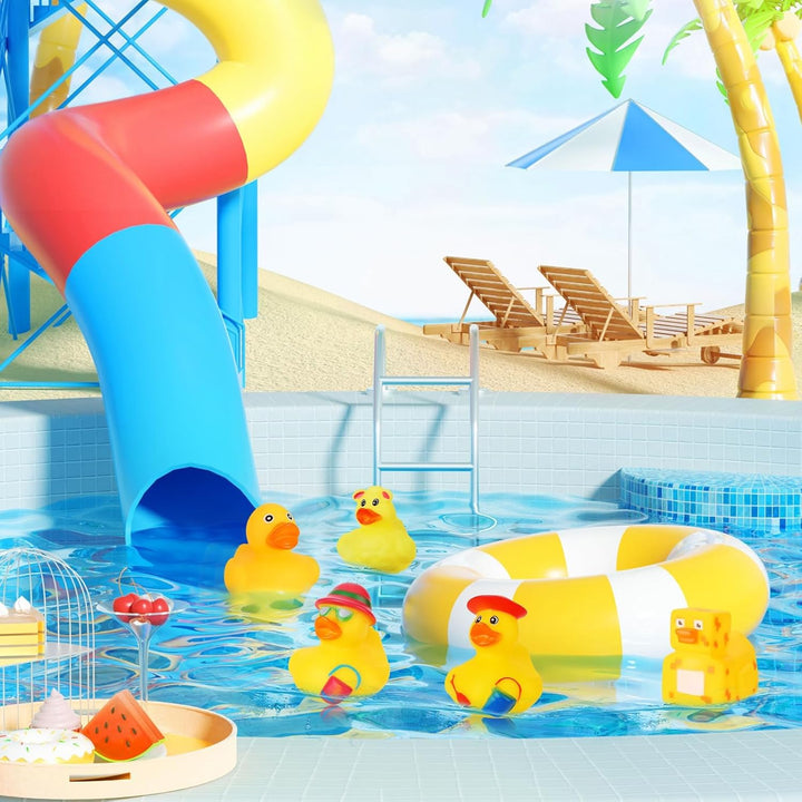 SCIONE 24 Stück Badeenten – Niedliches Gummi-Enten Set für Baby Shower, Geburtstag &amp; Poolparty | Was