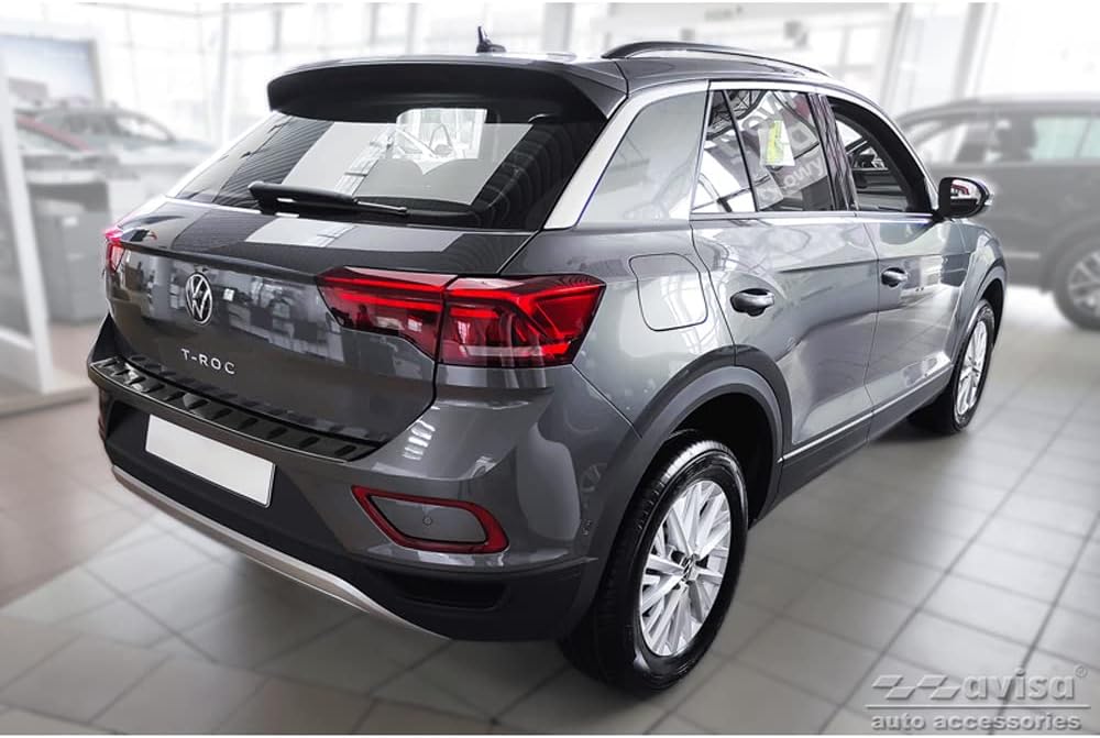 Avisa Schwarz Edelstahl Heckstossstangenschutz kompatibel mit Volkswagen T-ROC & T-ROC Cabrio 2017-2