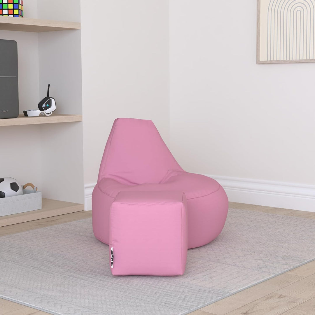 PATCH HOME Gamer Kissen Lounge Kissen Sitzsack Sessel Sitzkissen Bean Bag + Würfel/Hocker mit Reissv