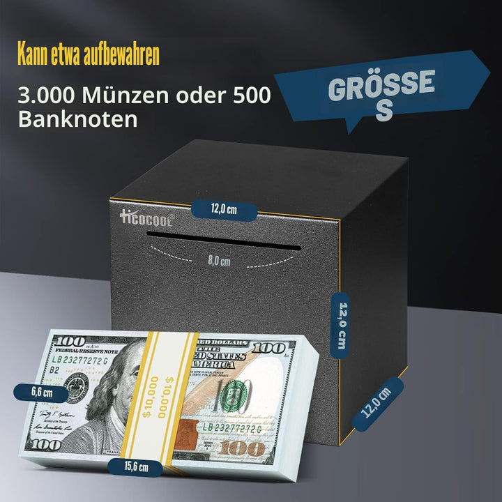 Erwachsene Spardose Edelstahl Safe Sparbüchsen für Erwachsene Einsparungen Echte Spardose (12cm) Sch