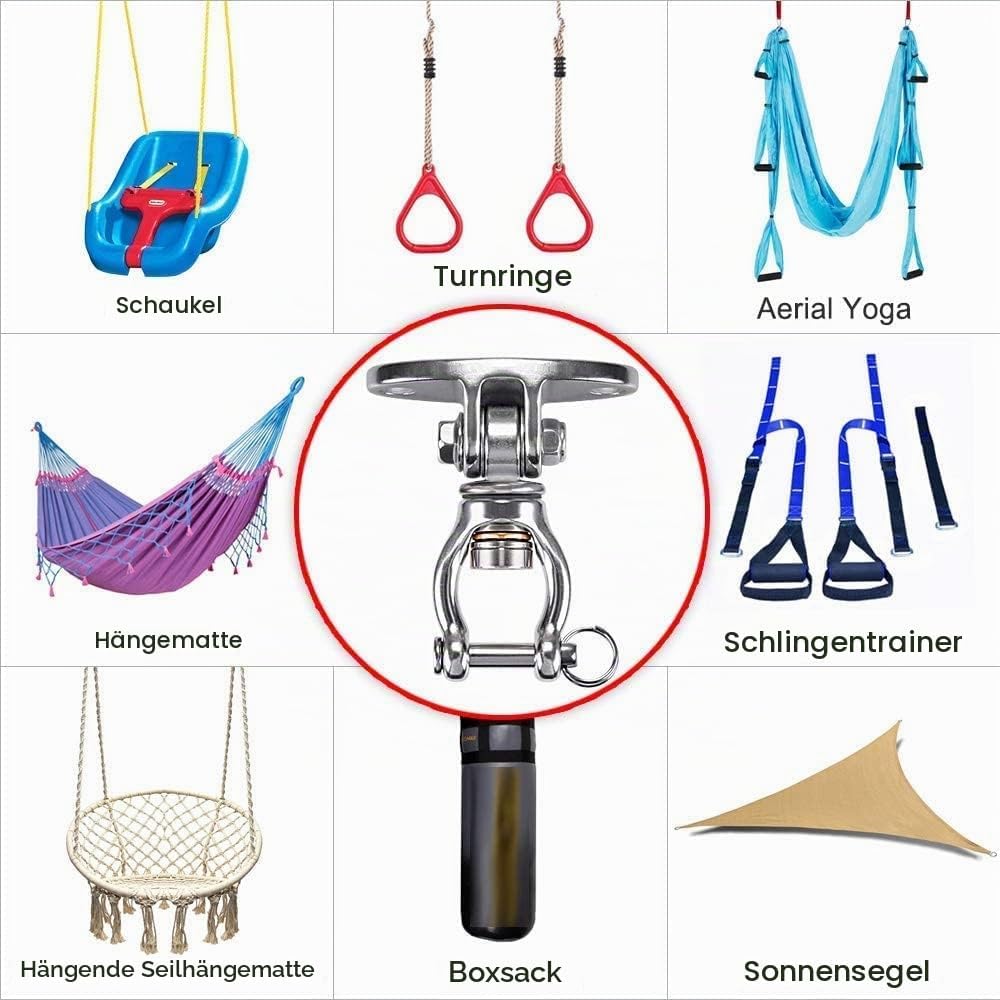 SELEWARE 900KG Kapazität Boxsack Halterung Edelstahl 360° Drehen SUS304 Edelstahl Deckenhaken Schauk