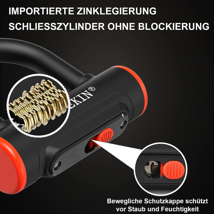 INTEKIN Fahrrad Kettenschloss aus 8mm gehärtetem Stahl, 96cm lang Motorradschloss/Fahrradschloss Ket