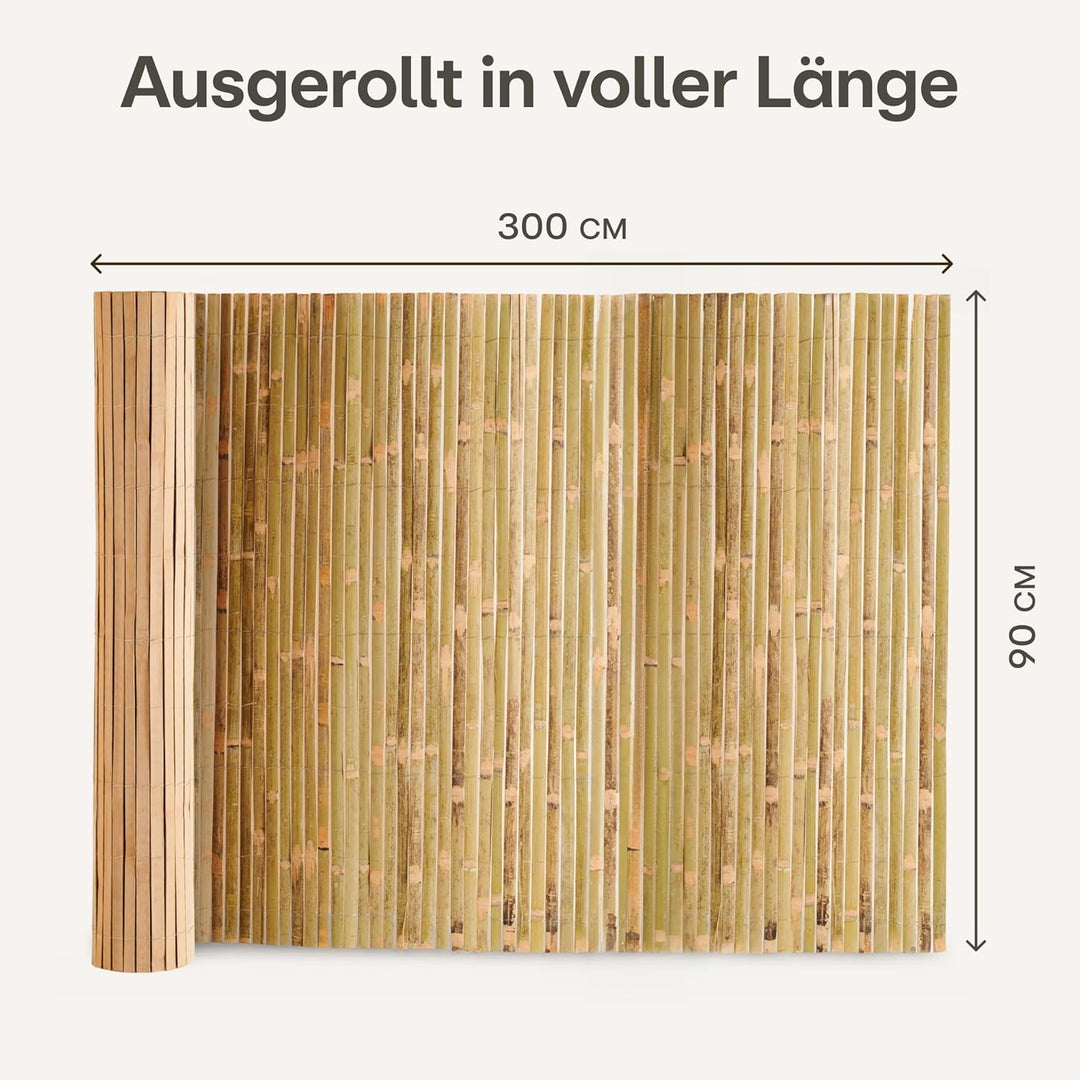 Praknu Balkon Sichtschutz Holz 90 x 300cm - FSC® Zertifizierter Bambus - Einsetzbar Im Innen Und Aus