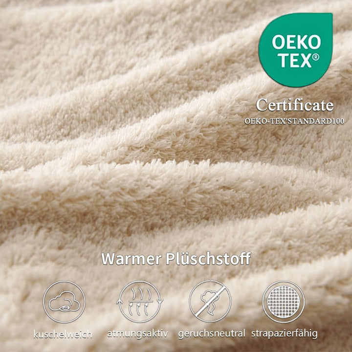 Freyamy Plüsch Bettwäsche 135x200cm 2teilig Beige Nicky Teddy Fleece Deckenbezug Flanell Cashmere To
