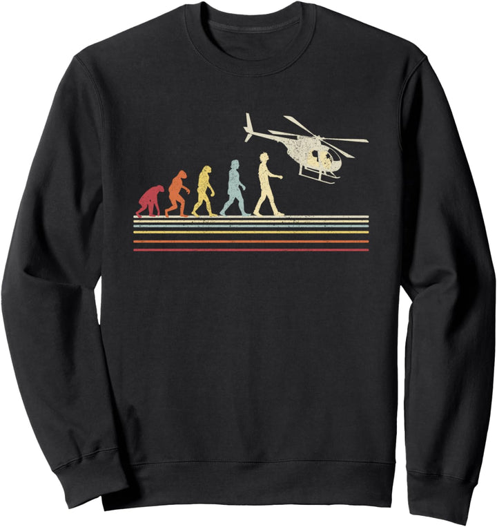 Retro Helikopter Pilot Heli Flieger - Vintage Hubschrauber Sweatshirt