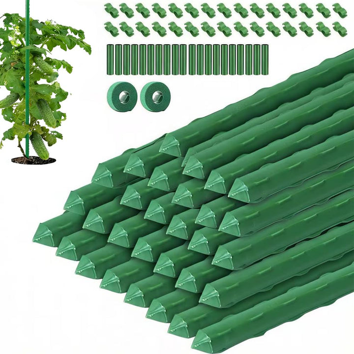 30x Pflanzstäbe Rankhilfe, Kunststoff Beschichtetes Stahlrohr Rostfrei Edelstahl Pflanzenstab 40cm Ø