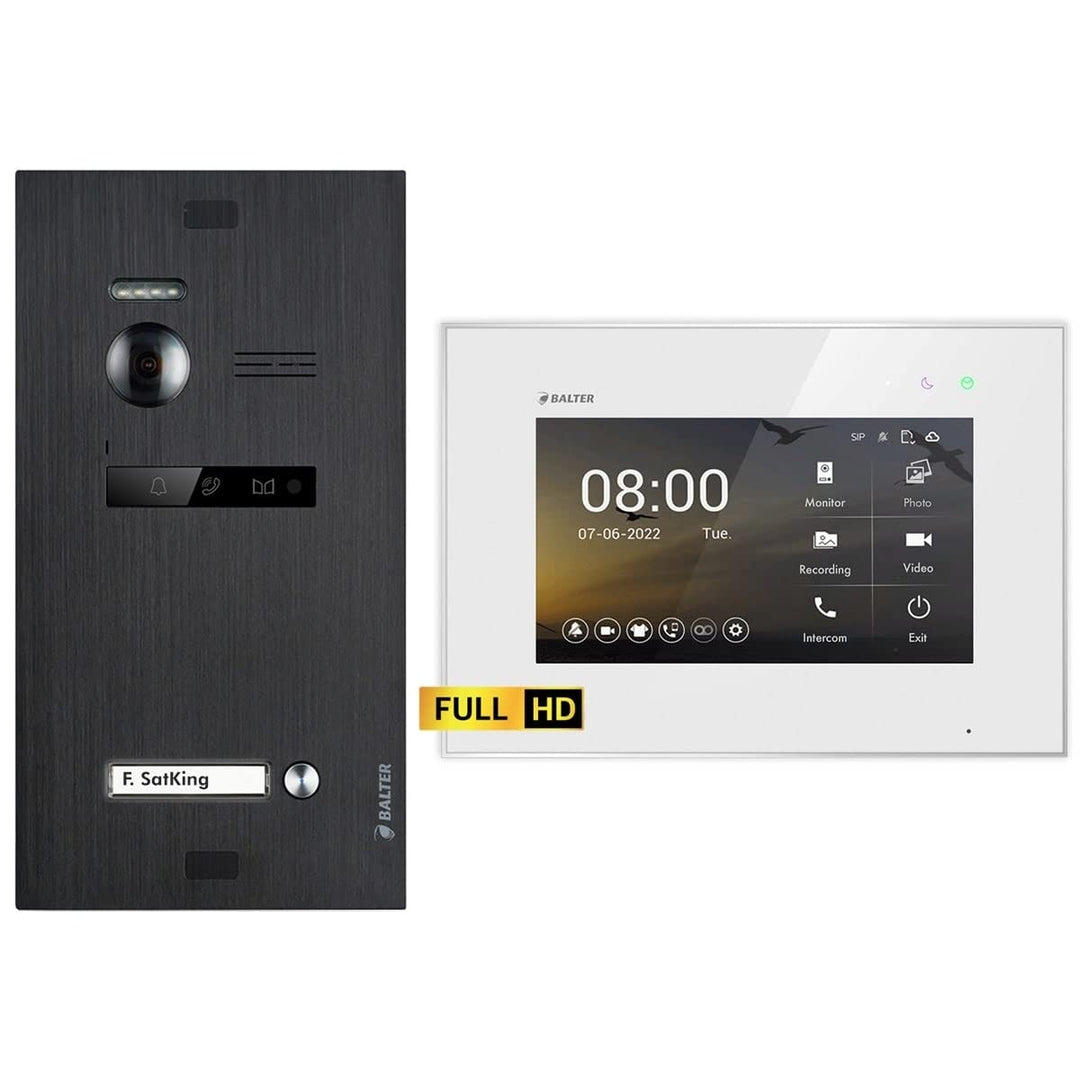 Nonic Balter EVO HD Schwarz/Weiss Video Türsprechanlage Set für 1 Familienhaus (1x Türstation mit Fu