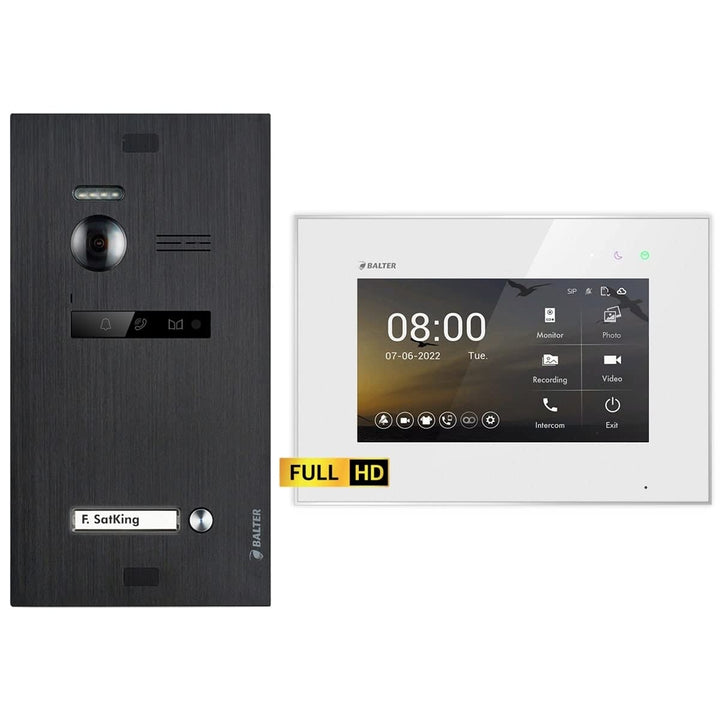 Nonic Balter EVO HD Schwarz/Weiss Video Türsprechanlage Set für 1 Familienhaus (1x Türstation mit Fu