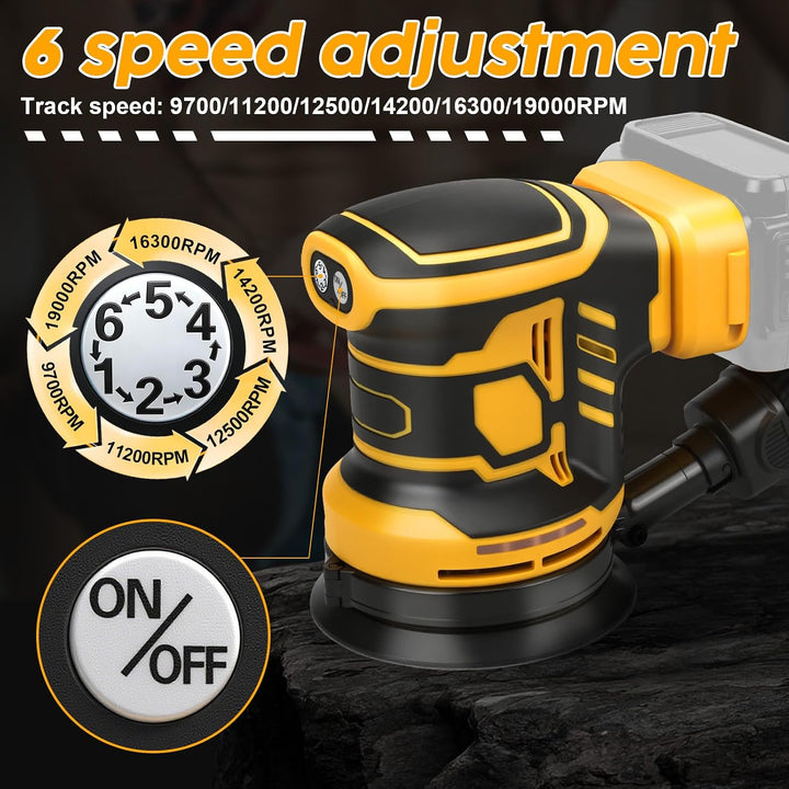 Akku-Exzenterschleifer, 125 mm Professional Exzenterschleifer für Dewalt 18V,20v Akku, Bürstenloser
