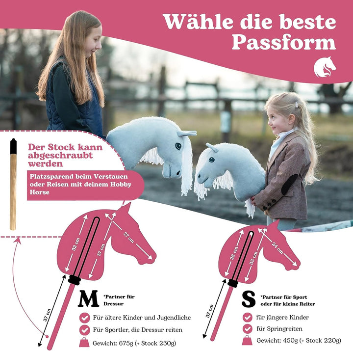 LarDen Hobby Horse Wendy mit schwarzem Halfter - Grösse M, HANDGEFERTIGTES Stockpferd Für Kleine, Gr