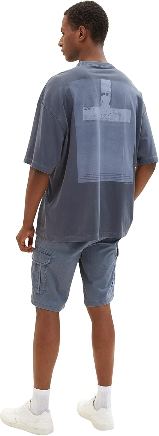 TOM TAILOR Herren Cargo Bermuda Shorts, 29 31272 - Blueish Grey Diamond Structure