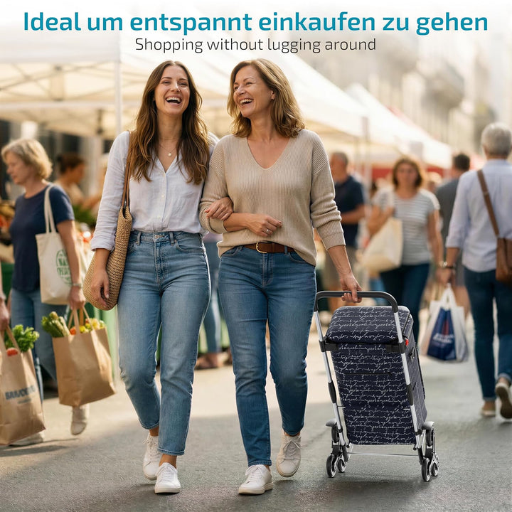 Rubberneck Einkaufstrolley - Klappbarer Einkaufswagen - Kühlfach - Höhenverstellbarer Griff - Blau,