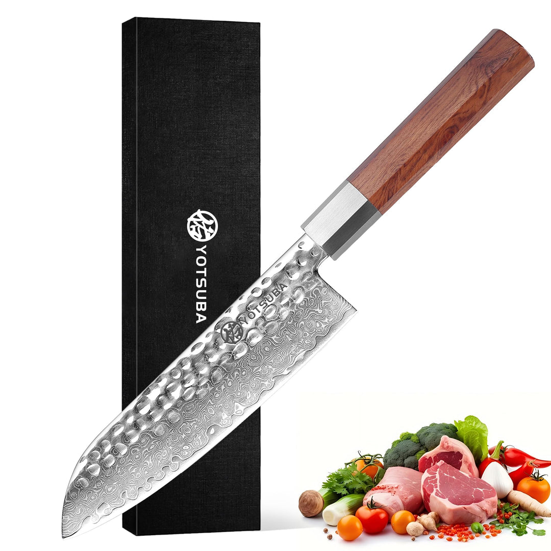 YOTSUBA Damascus Japanese Santokumesser 18cm, Extra Scharfe Japanische Küchenmesser Messerklinge mit