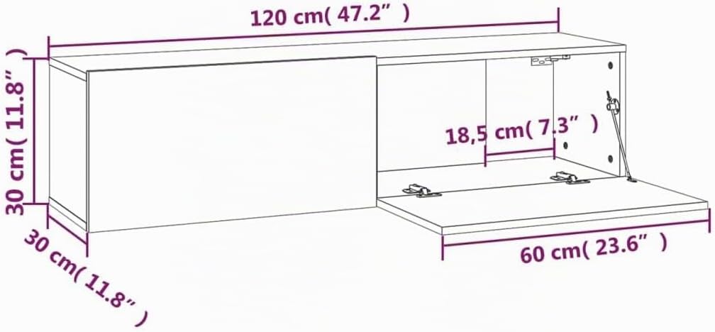 AUVYI TV-Wandschrank Räuchereiche 120x30x30 cm Holzwerkstoff Lowboard Nachttisch Holz Aufbewahrungss