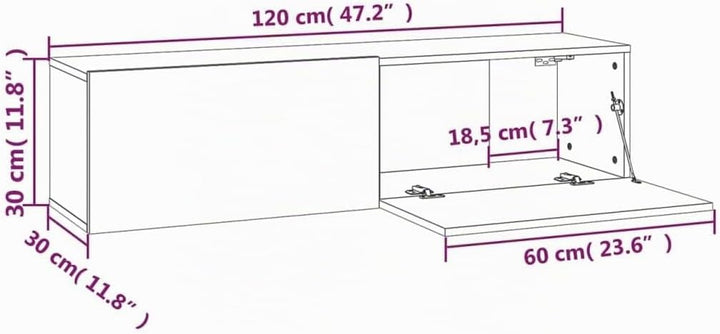 AUVYI TV-Wandschrank Räuchereiche 120x30x30 cm Holzwerkstoff Lowboard Nachttisch Holz Aufbewahrungss