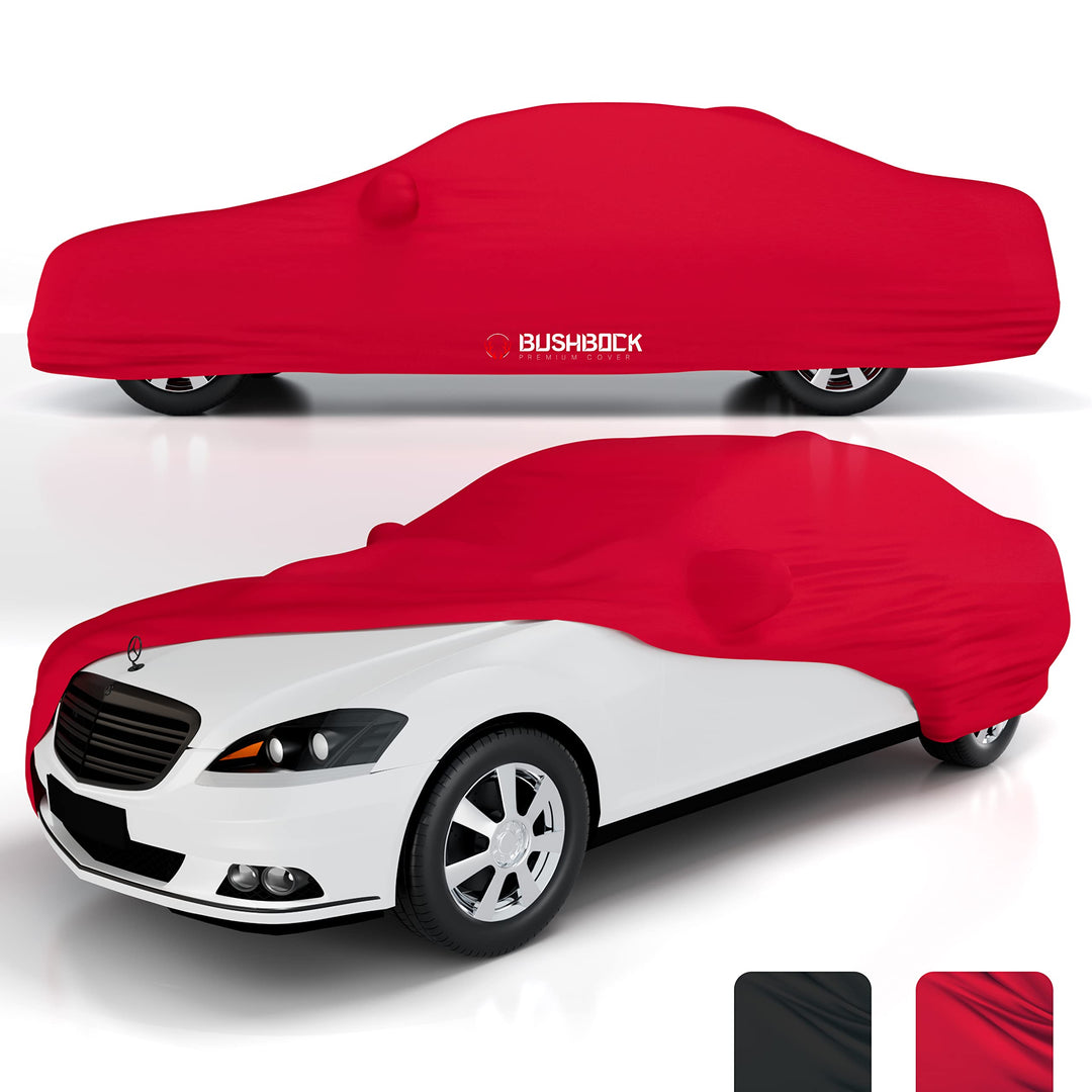BUSHBOCK® Premium Autoabdeckung Indoor - Satin Schutzhülle Stoff - Abdeckplane Autoplane Autogarage