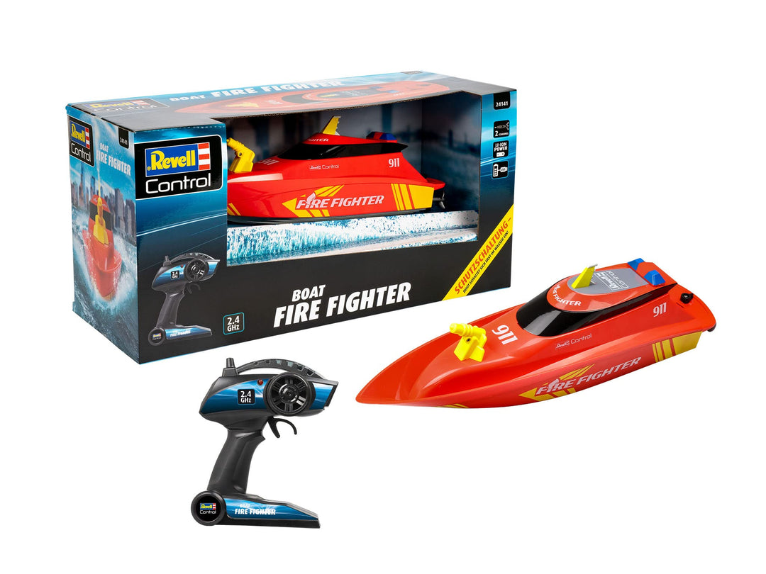 Revell Control Feuerlöschboot I Ferngesteuertes RC Boot I für junge und Erwachsene Feuerwehrmänner a