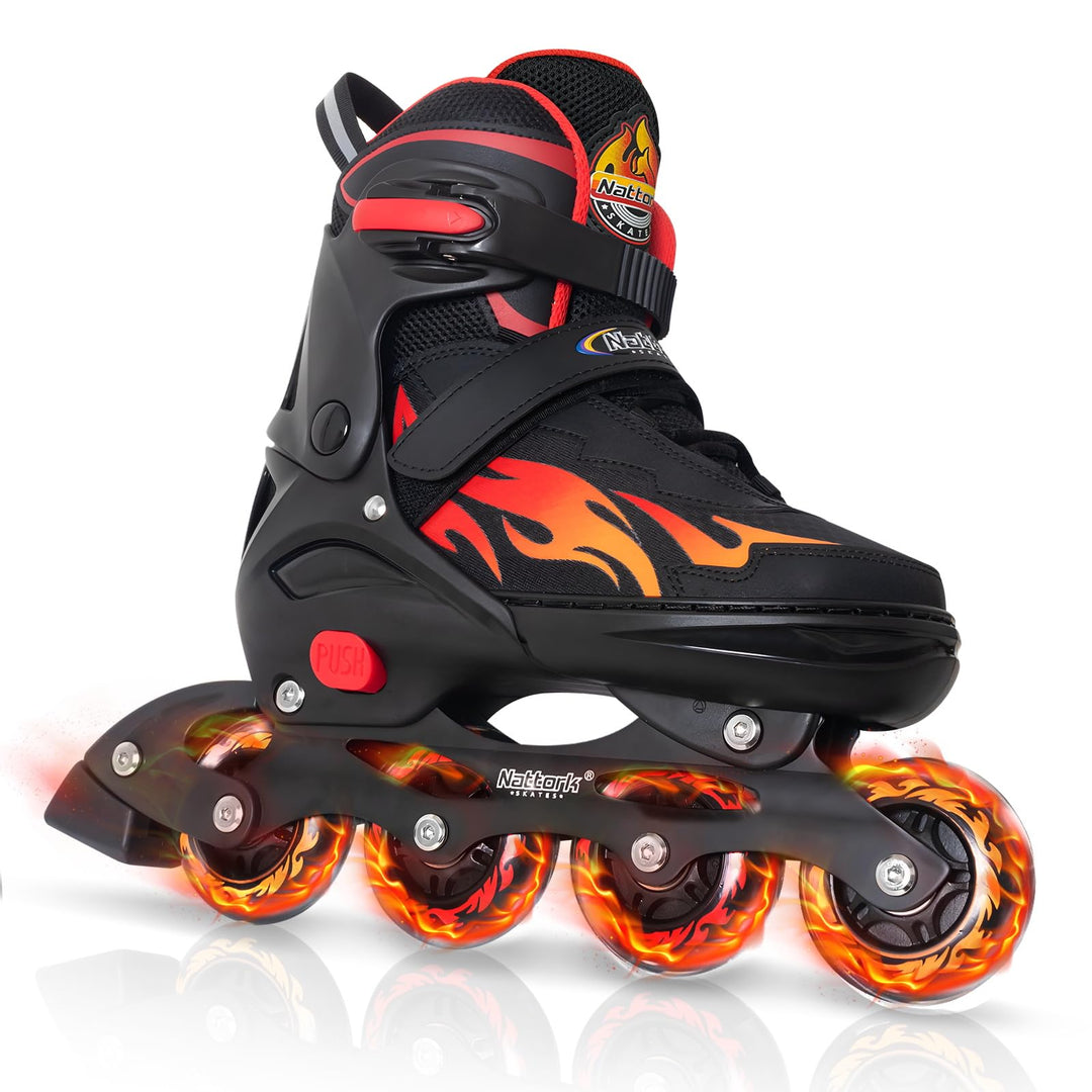 Nattork Adjustable Inline Skates for Kids and Teens, Nezha Inferno Skates Indoor and Outdoor Blades
