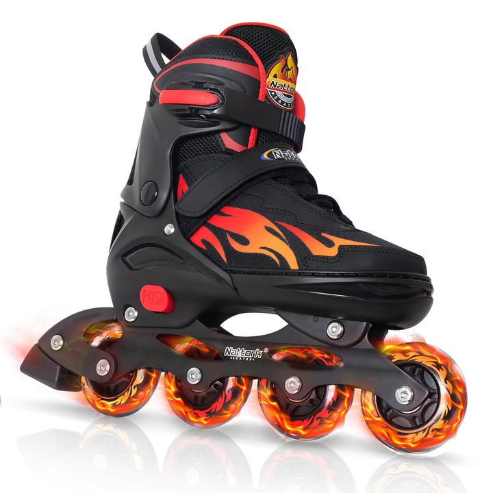 Nattork Adjustable Inline Skates for Kids and Teens, Nezha Inferno Skates Indoor and Outdoor Blades