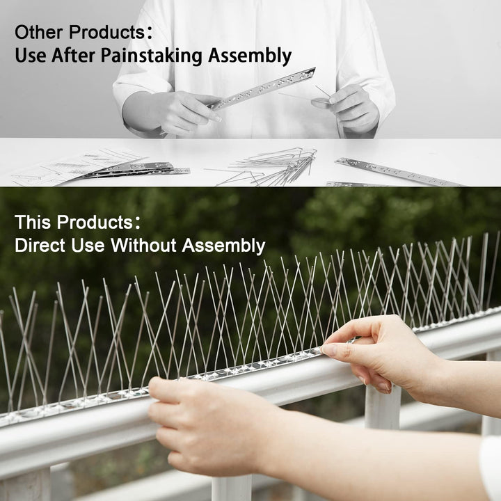 OFFO Vogelabwehr Spikes vormontiert für Dach und Fenster, langlebige Taubenabwehr Spikes für Krähen,