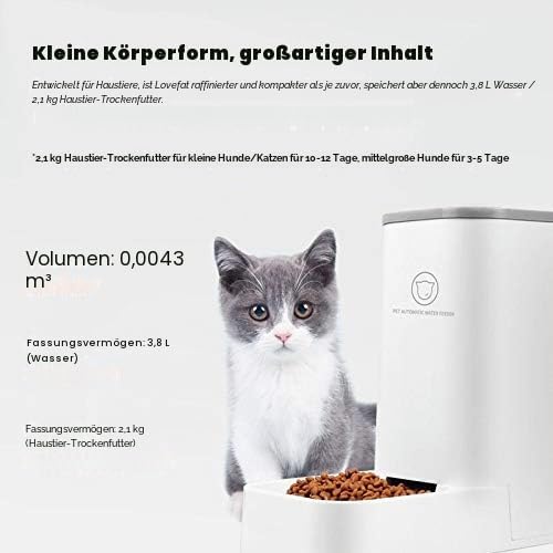 Automatischer Brunnenfutter- / Wasserspender-3.75Lx 2-teilig- Hunde- / Katzenfutter- / Haustierschal