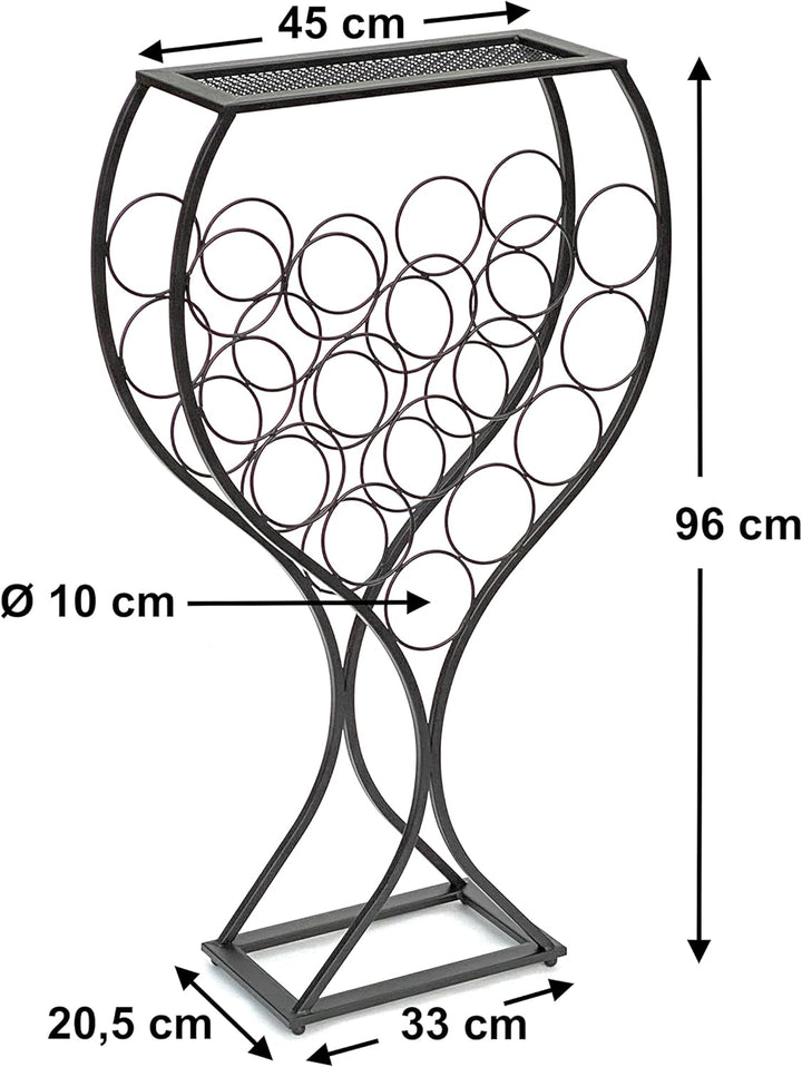 DanDiBo Weinregal Weinglas Design Metall Schwarz Flaschenregal stehend 100 cm 96211 für 15 Flaschen