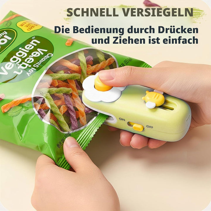 Mini Folienschweissgerät, USB Aufladung, 2 in 1 Hand Versiegelungsmaschine mit Cutter, Vakuumiergerä