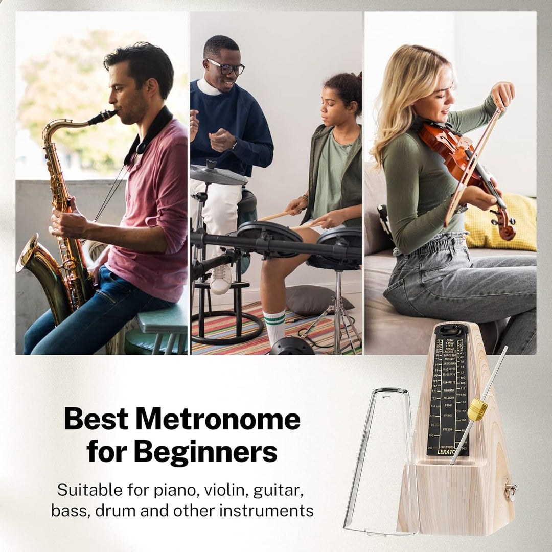 Mechanisches Metronom mit Glocke, LEKATO Universal Metronom für Klavier, Gitarre, Ukulele, Violine u