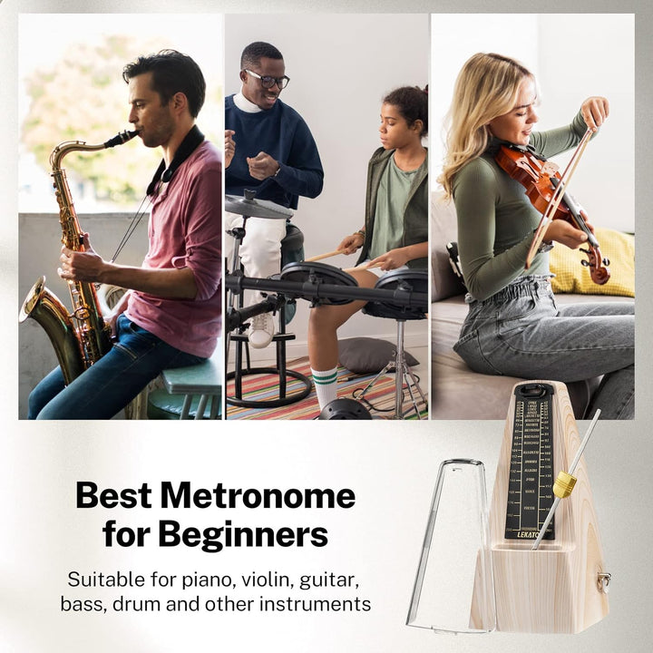 Mechanisches Metronom mit Glocke, LEKATO Universal Metronom für Klavier, Gitarre, Ukulele, Violine u