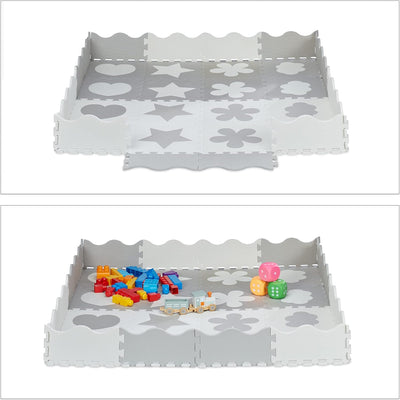 Relaxdays Puzzlematte 52-teilig, EVA Schaumstoff, schadstofffrei, 1,4 m², Spielmatte mit Rand, versc