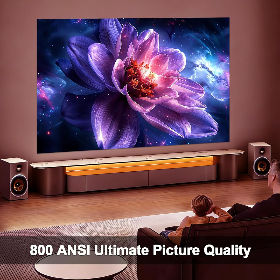 Mini Beamer 4K Unterstützung, Nativer 1080P, Tragbarer Smart Projektor mit WLAN und Bluetooth, Heimk