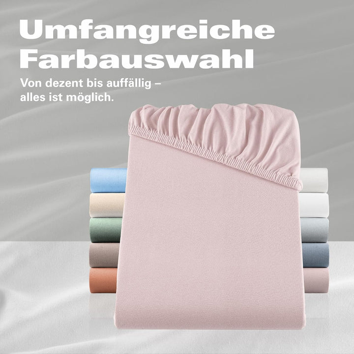 BaSaTex Bio Jersey Premium Spannbettlaken | Spennbetttuch für Wasserbetten und Boxspringbetten | 97%