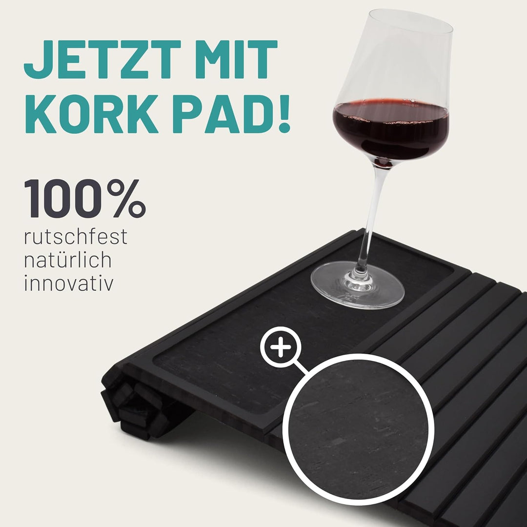 D&amp;D Living® Sofatablett - Couch Ablage flexibel für Armlehne mit Anti-Rutsch Kork Pad | Tablett für