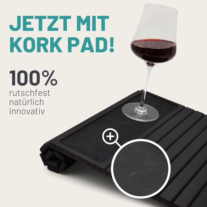 D&amp;D Living® Sofatablett - Couch Ablage flexibel für Armlehne mit Anti-Rutsch Kork Pad | Tablett für