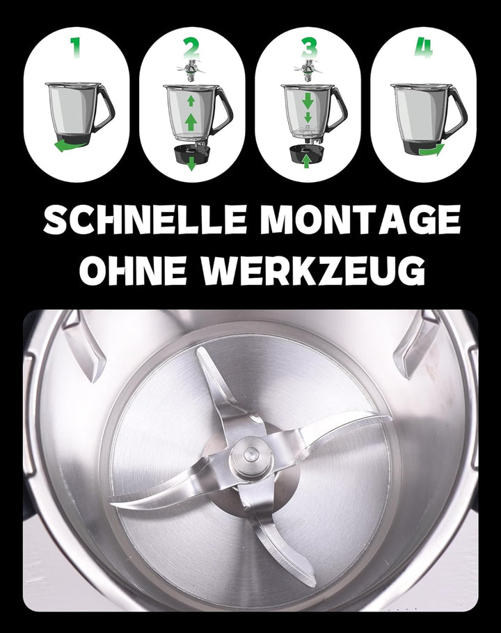 Messer für Vorwerk Thermomix TM5, TM6 und TM7 – Edelstahl Mixmesser & Teigmesser mit Dichtring, pass