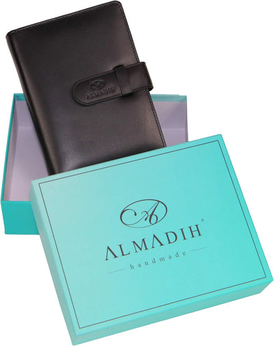 ALMADIH Leder A6 Terminplaner Kalender 2024 Notizblock Premium Leder SCH Geschenkbox Ledermappe Mapp