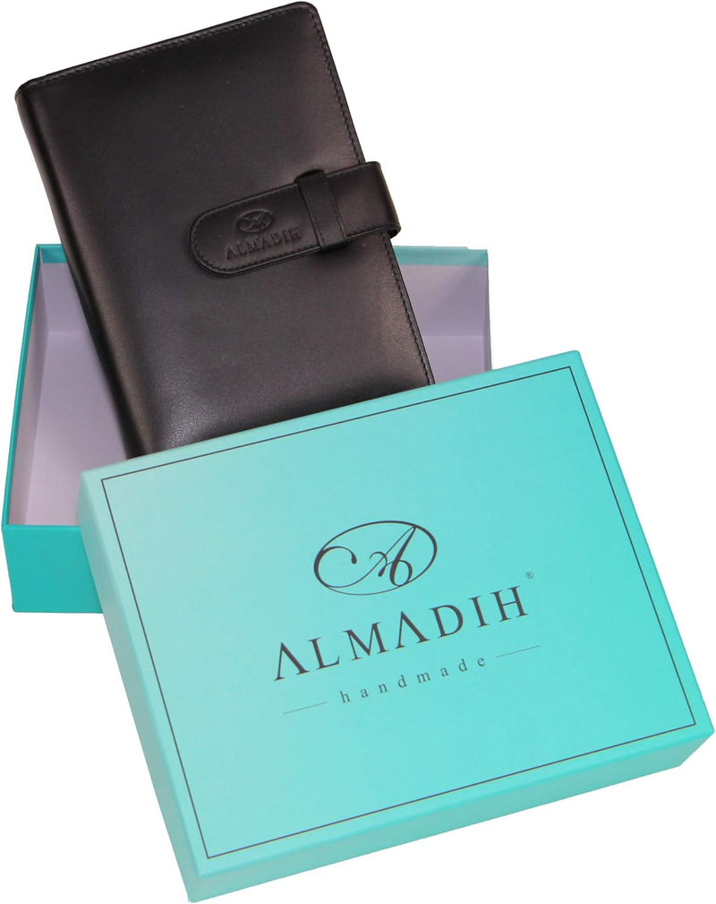 ALMADIH Leder A6 Terminplaner Kalender 2024 Notizblock Premium Leder SCH Geschenkbox Ledermappe Mapp