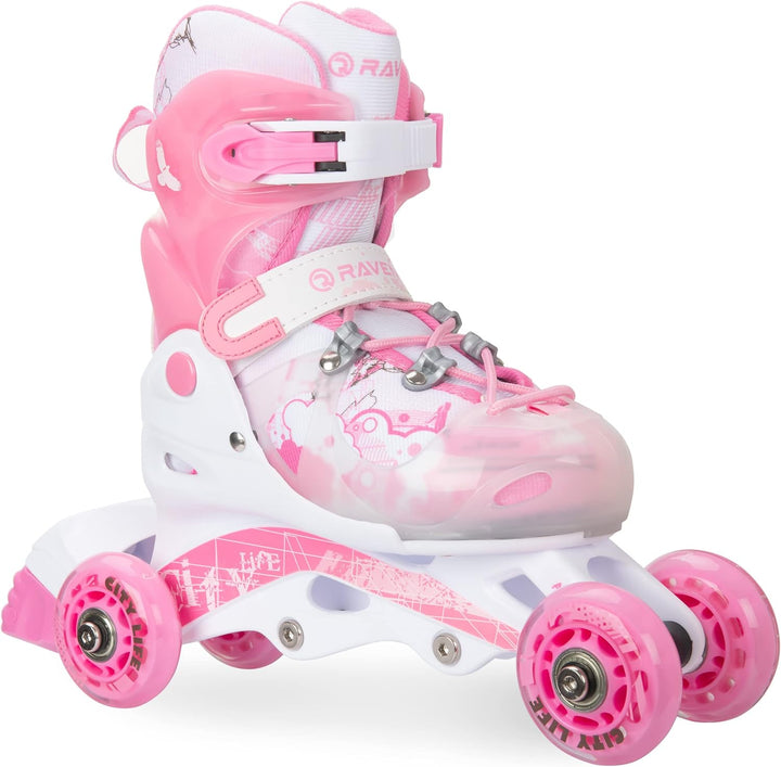 Raven 3in1 Verstellbare Kinder Inline Skates Princess - Inliner Triskates - Rollschuhe Kugellager Ab