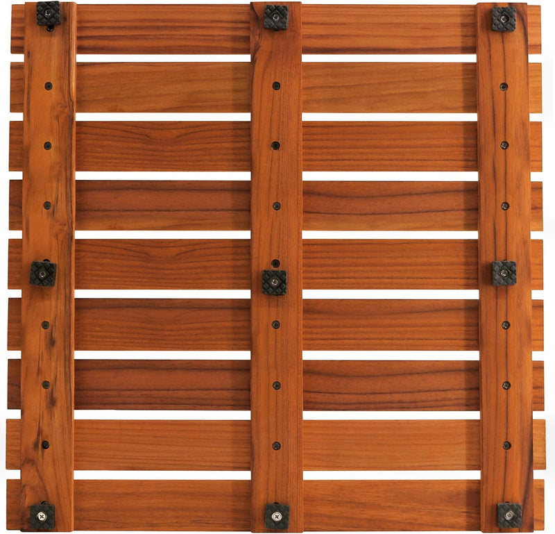 VaeFae Teak Duschmatte rutschfeste Badematte Luxus Spa Matte Holzmatte für Badewanne 50.8 x 50.8 cm