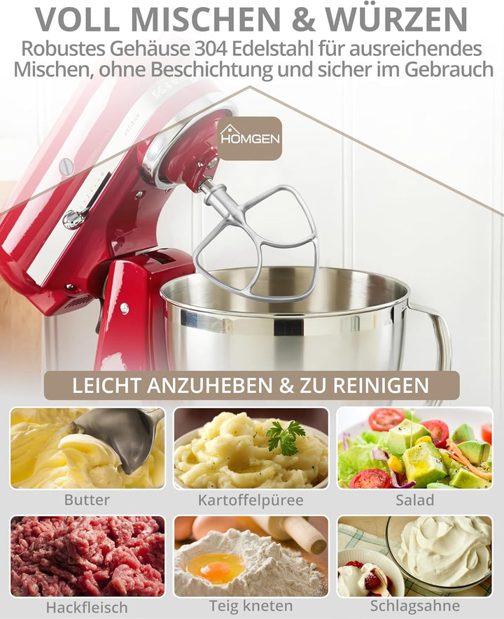 HOMGEN 3 stück Mixeraufsätze für KitchenAid Standmixer 4.5-5 QT – Edelstahl Kitchenaid Mixer-Zubehör
