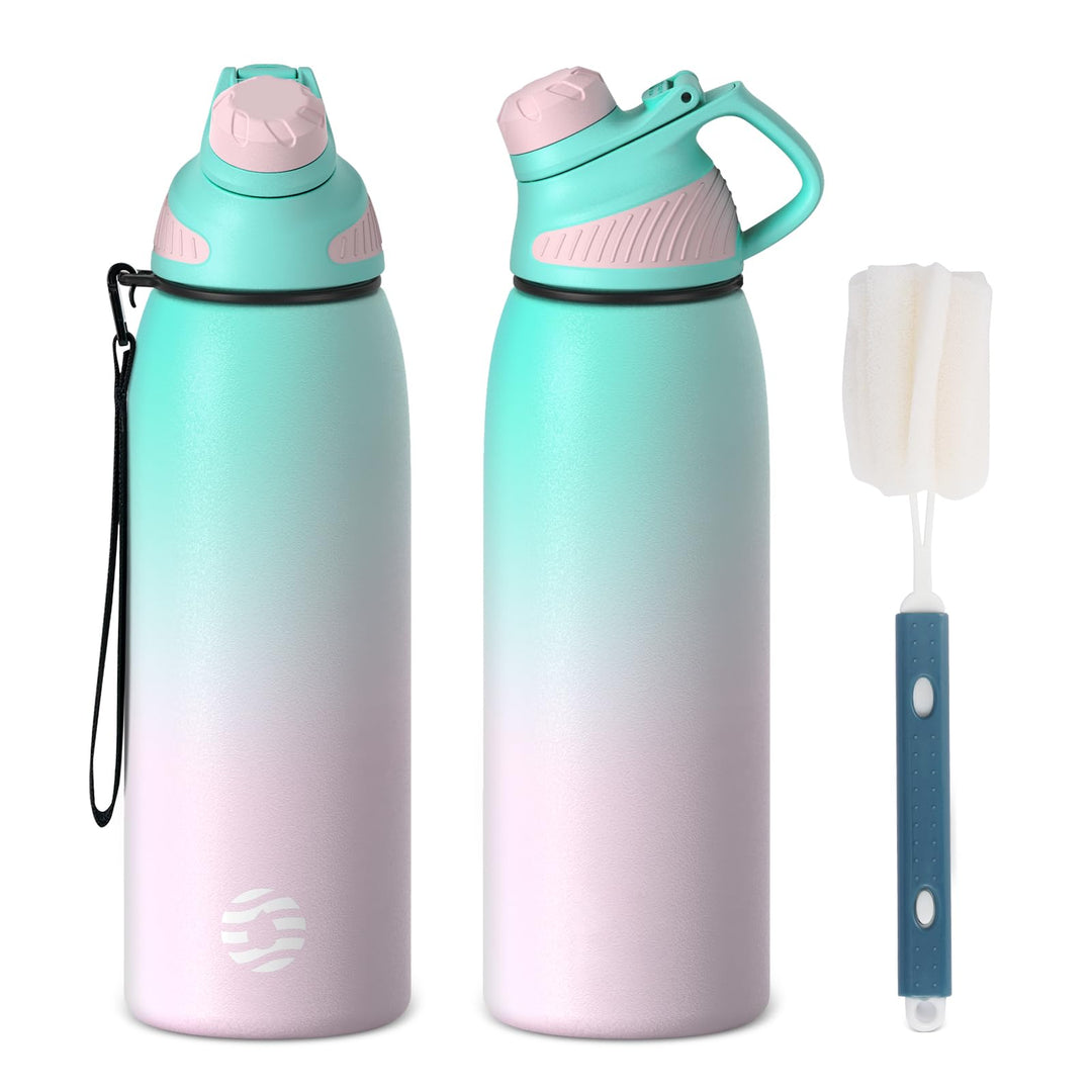 Fjbottle Edelstahl Trinkflasche Sport mit Magnetischem Deckel 1L, 800ml, 600ml, 400ml BPA-Frei Ausla