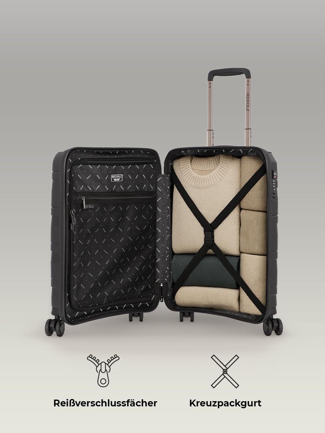 REDOLZ Hartschalen Kabinen-Koffer | Kleiner Trolley 40 x 20 x 55 cm aus hochwertigem, leichtem Polyp