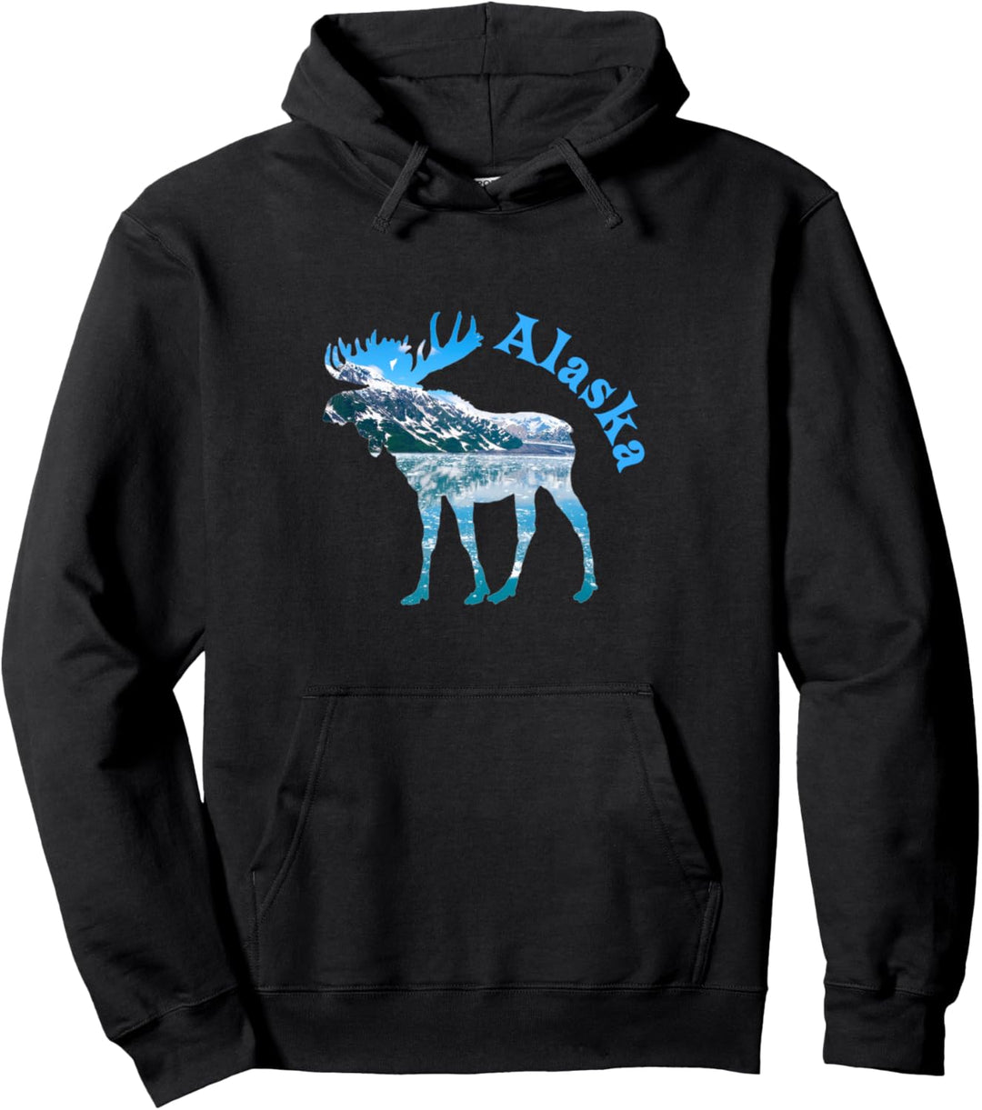 Alaska Moose Gift Souvenir Keepsake Alaskan Snowy Mountain Pullover Hoodie