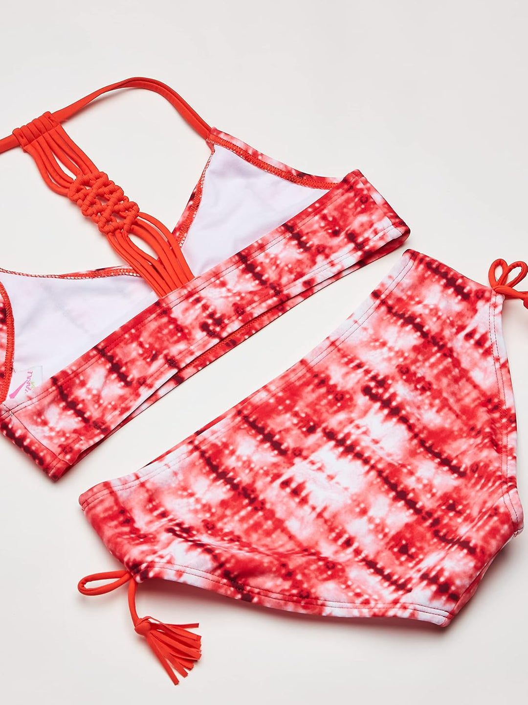 Kanu Surf Girls' Willow V-Neck Bikini Beach Sport 2-Piece Swimsuit Willow Red Tie-dye 10, 10 Willow