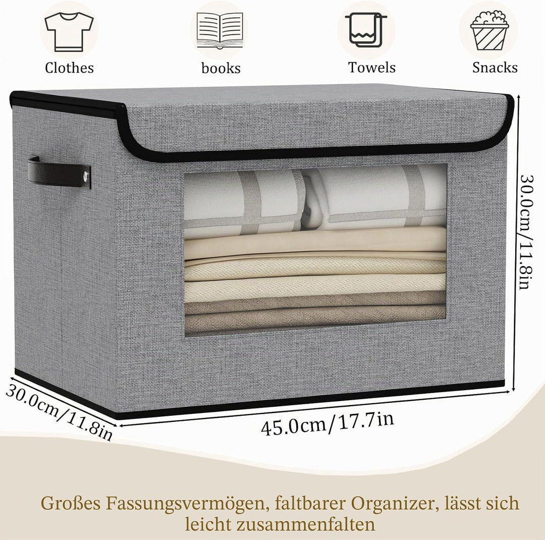 Aufbewahrungsbox mit Deckel Stoff, Schrank Organizer Kleiderschrank, Aufbewahrungsboxn mit Fenster,