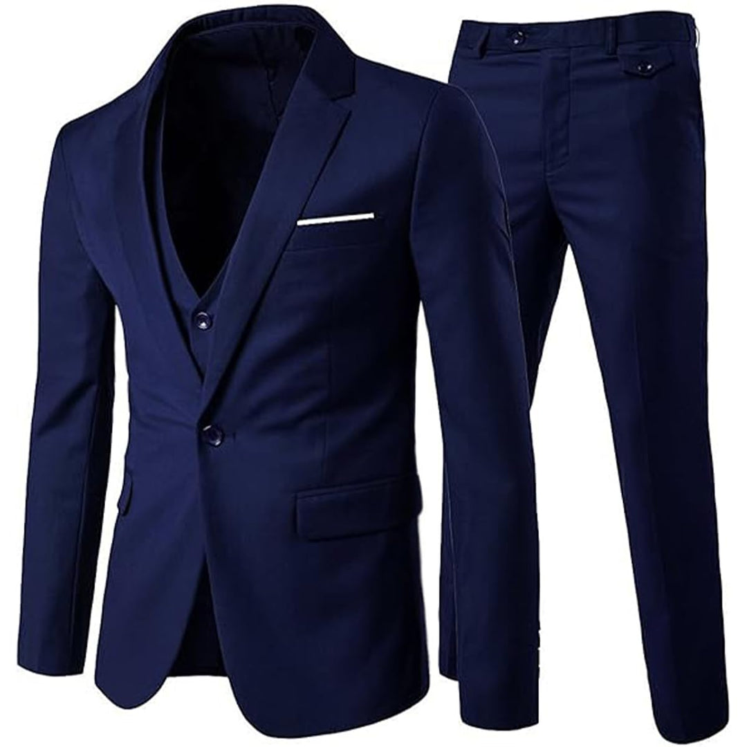 Anzug Herren Slim Fit 3 Teilig Anzüge Herrenanzug Sakko für Hochzeit Business S Marineblau, S Marine